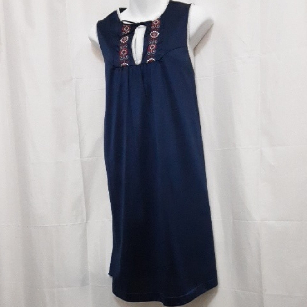 JCPenney Navy Blue Embroidered Chemise